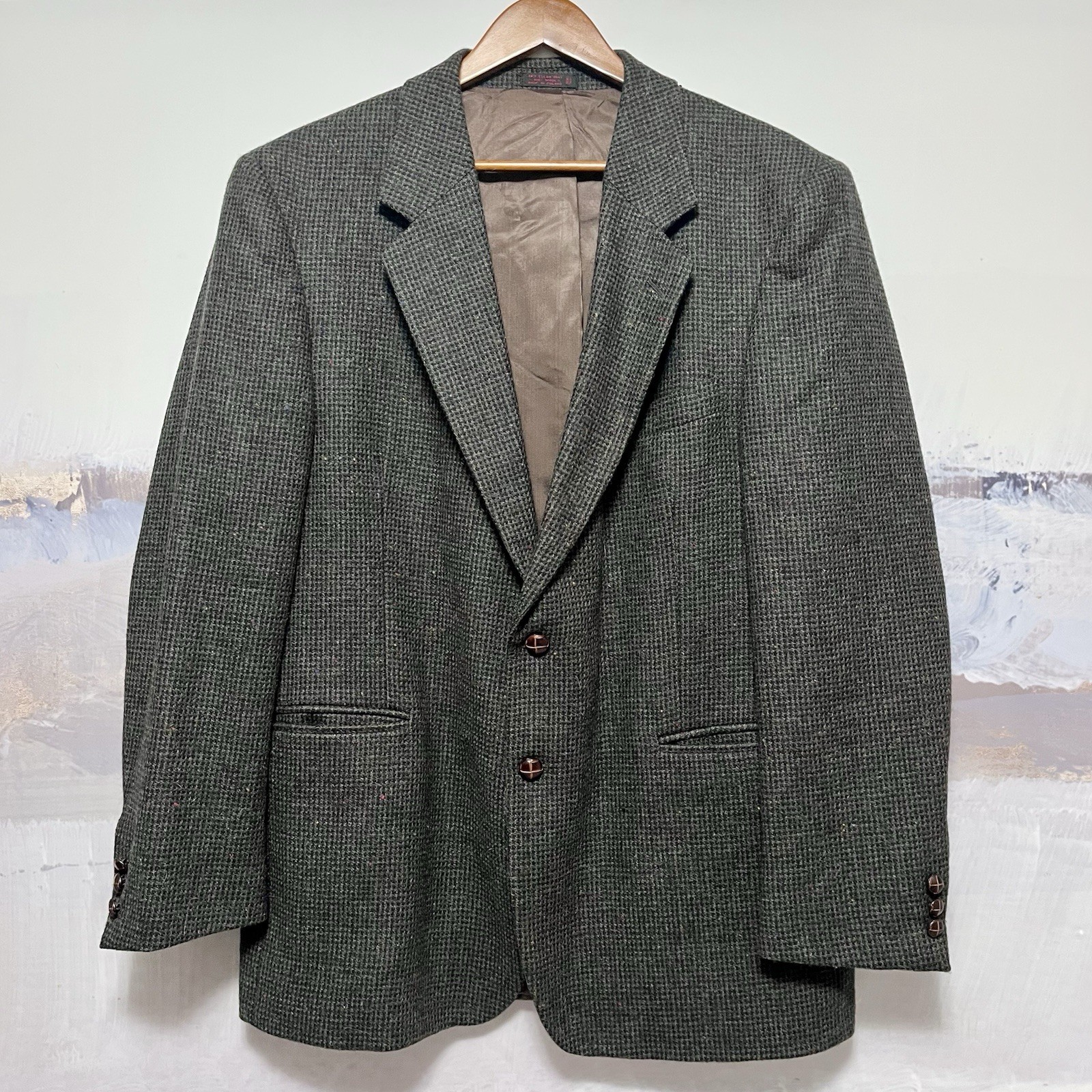 Vtg BOSTON TRADERS Men 44R Tweed Sportcoat Wool Blazer Birdseye Fleck Multicolor
