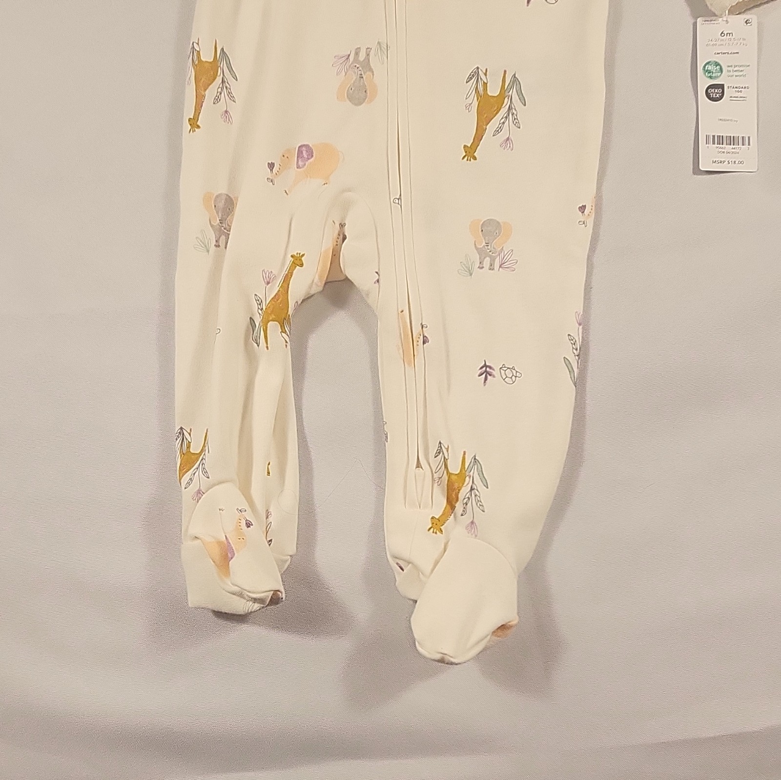Carter’s 2-Pack NWT Footed One-Piece Sleep And Play 6M Cotton Floral/Animal Girl