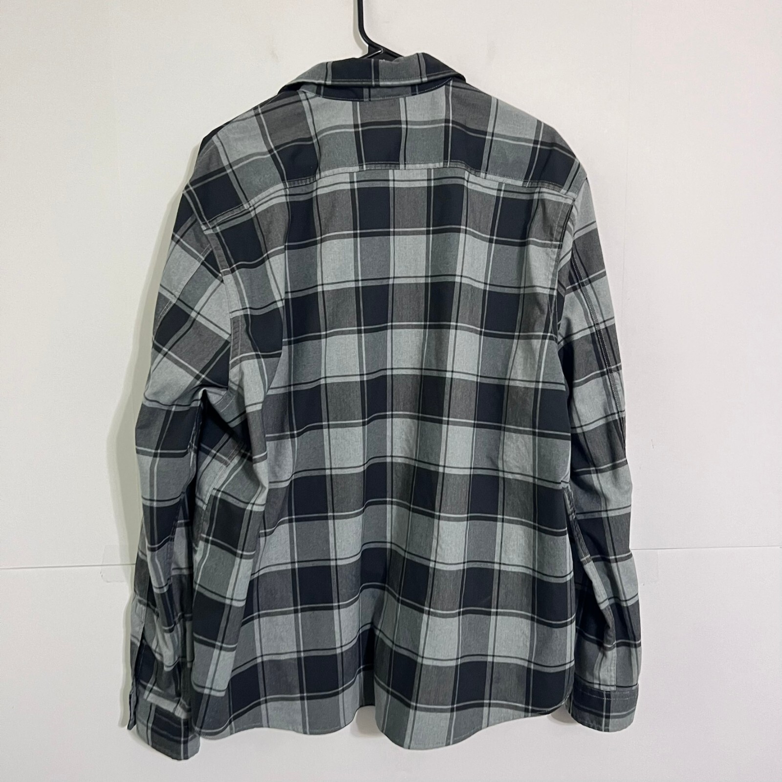 Express Mens Twill Canvas Shacket Shirt Size XL Grey Plaid Button Snap Zip