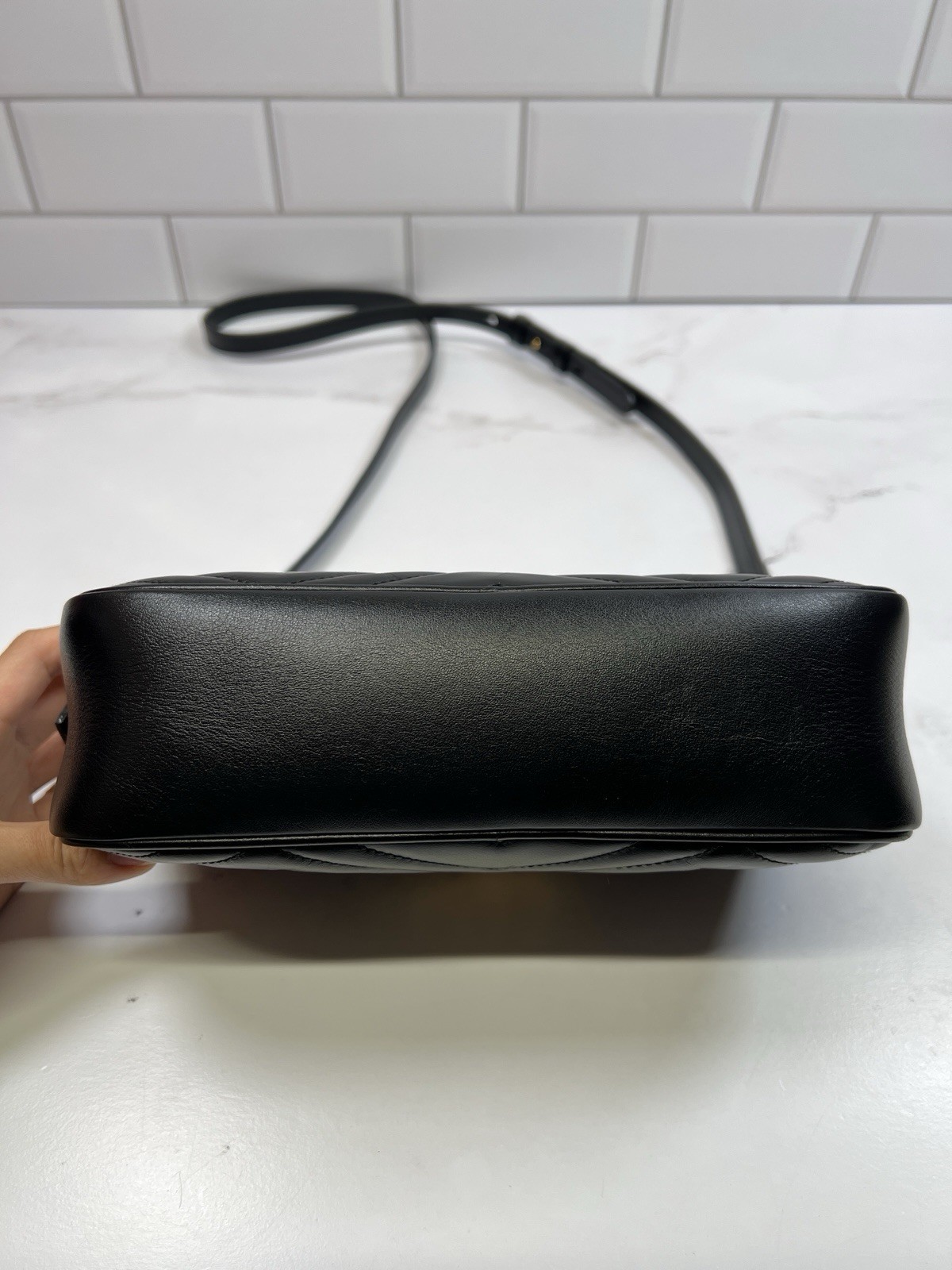 Gucci GG Matelasse Marmont Chain Leather Zip Camera Crossbody Bag Purse