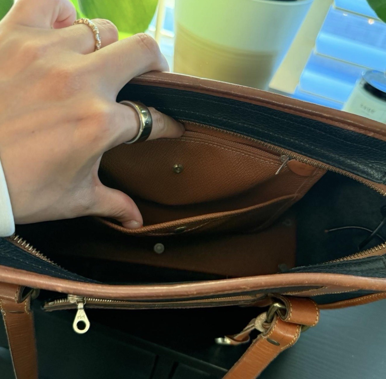 Dooney & Bourke Black/Brown Pebbled Shoulder Bag, Zip, Gold, Charm, Pockets