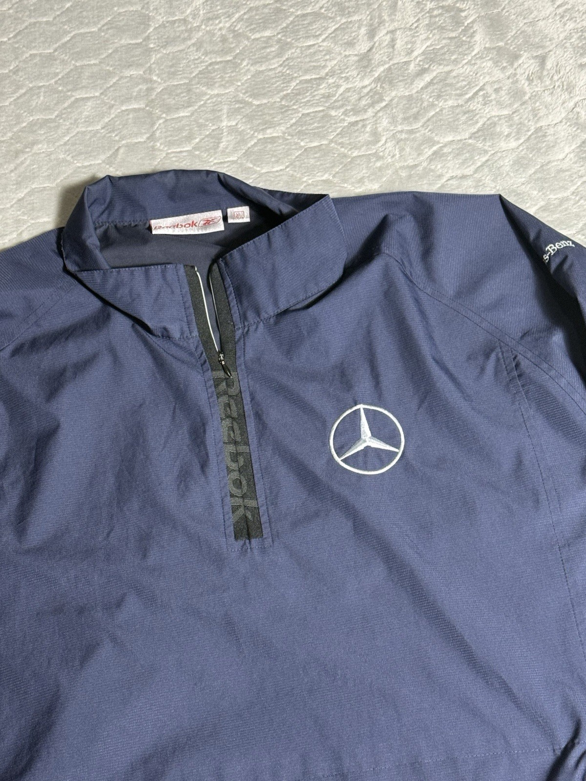 Reebok Mercedes-Benz Quarter Zip Windbreaker Jacket XL Navy Golf Logo