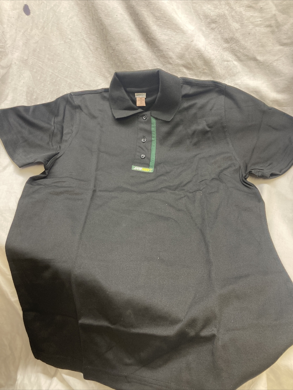 2-SUBWAY uniform Female Size Medium Black Short Sleeve Polos – Authentic Subway!