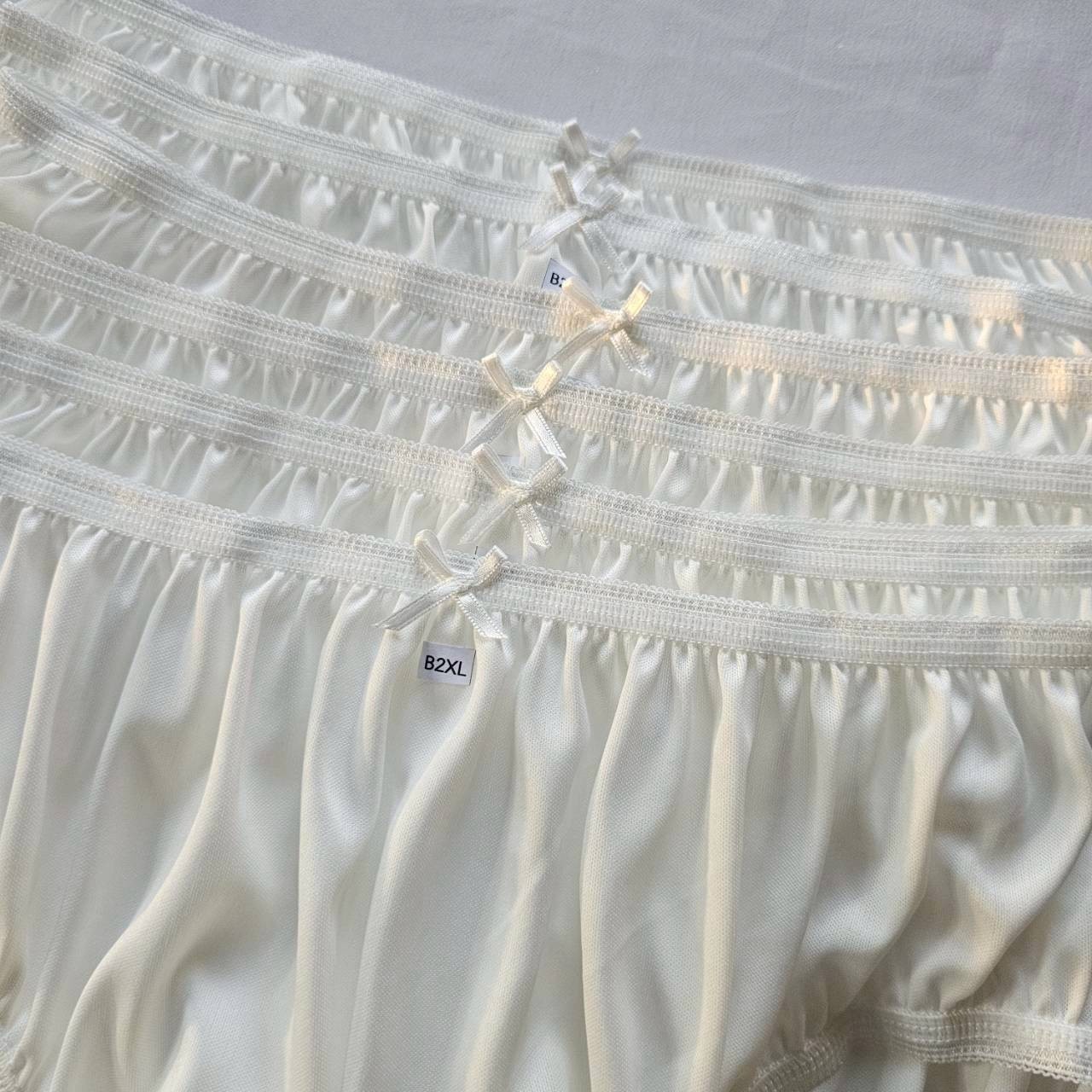 6 Plus Underwear Mid-Waist Panties Women Mens Briefs Nylon Silky Soft 2XL/White