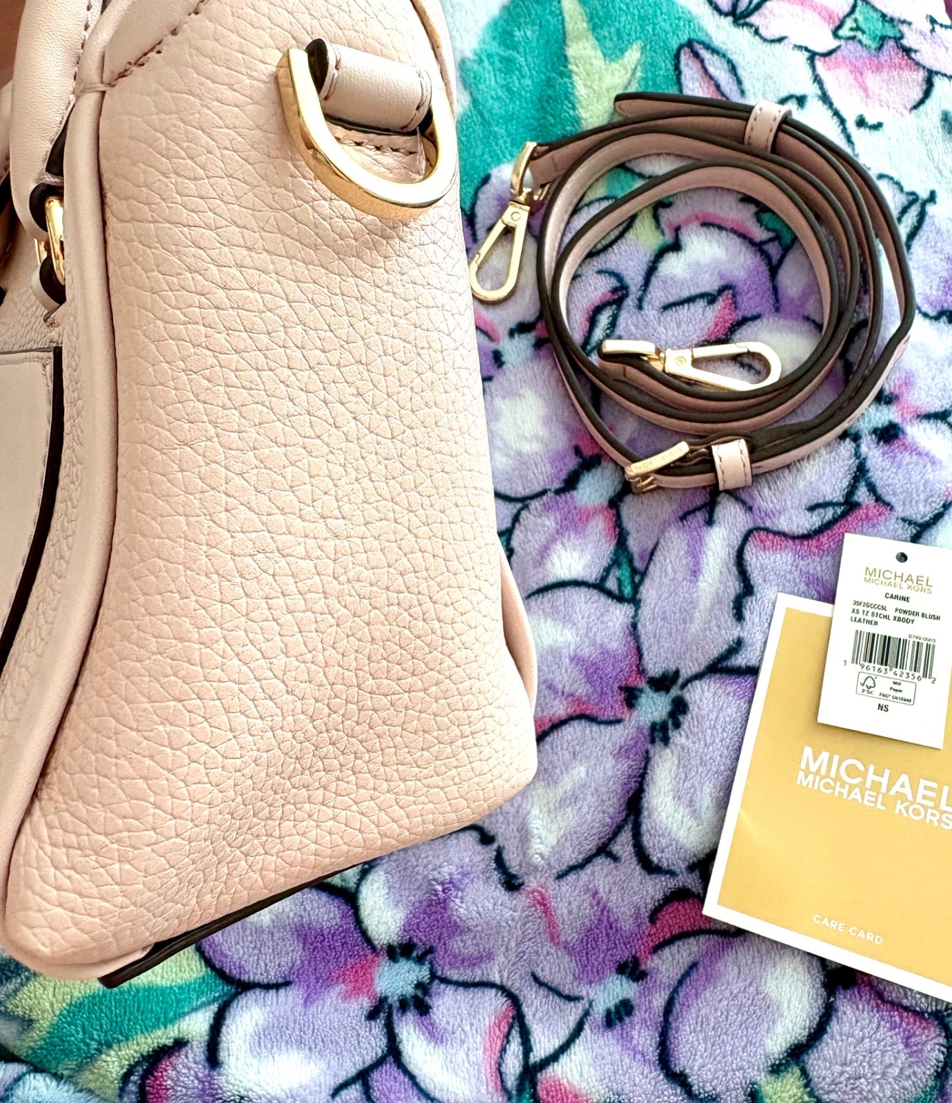 NWT Michael Kors Carine Top Zip Satchel Shoulder Mini Crossbody Bag Powder Blush