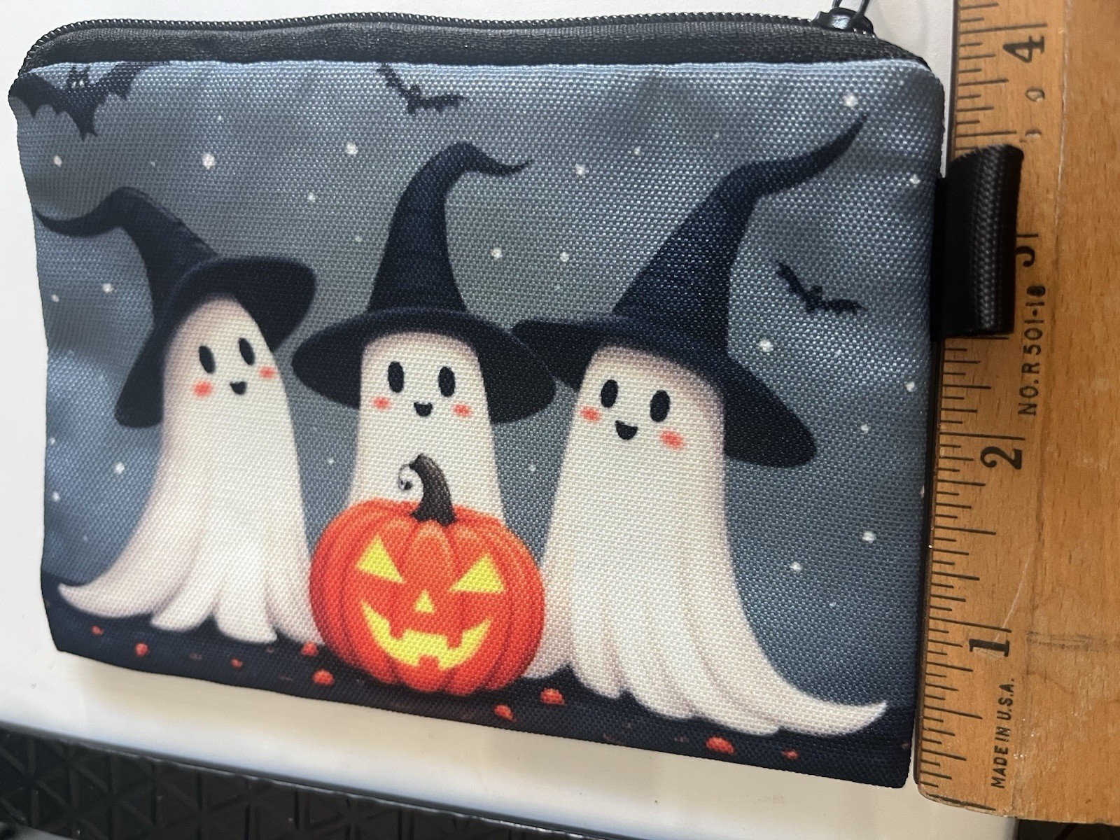 Halloween Zipper Pouch Ghost Witch Pumpkin Party – Coin Wallet Tech Charger Bag