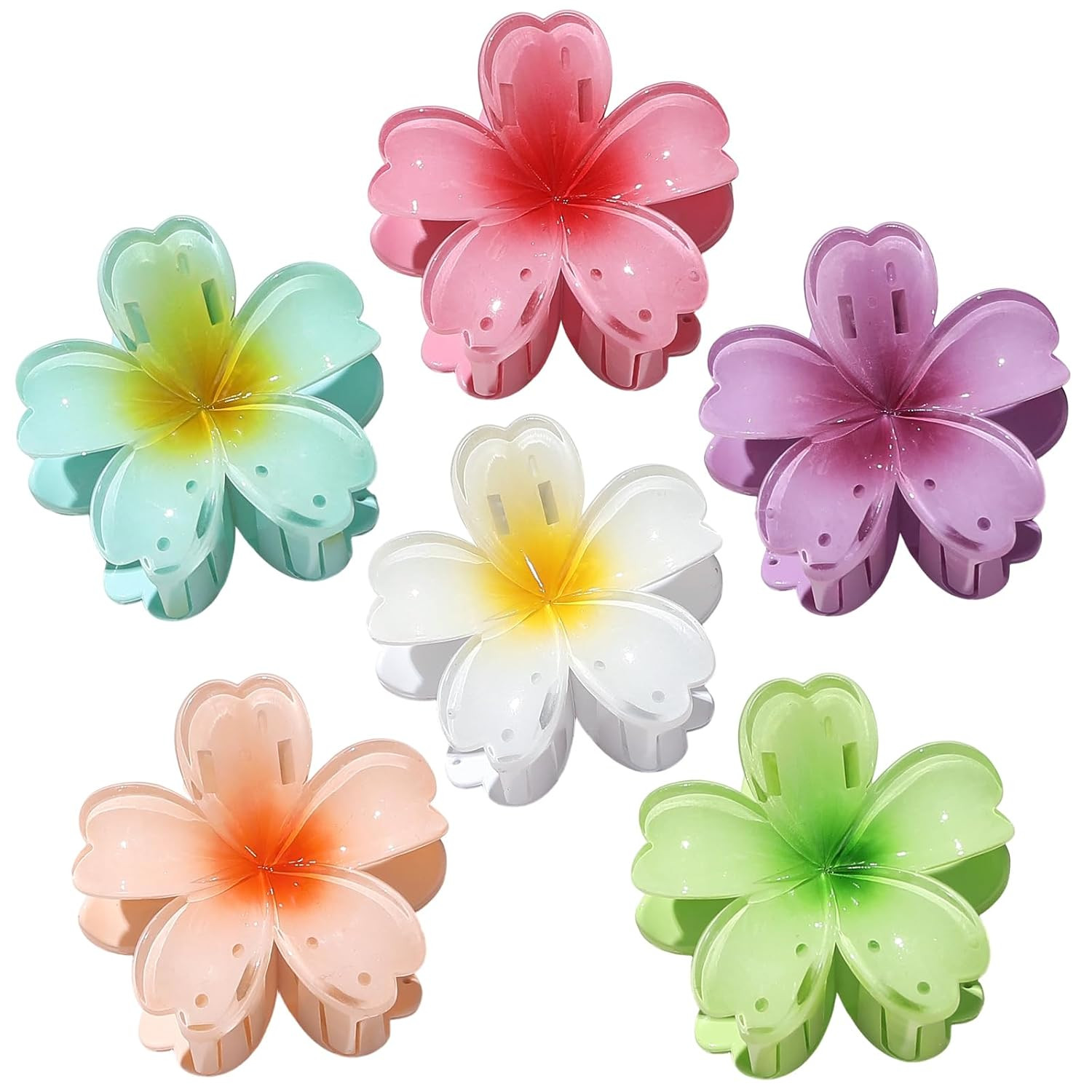 6 Pcs Flower Hair Claw Clips for Women Hawaiian Large Hair Clips for Thick Thin