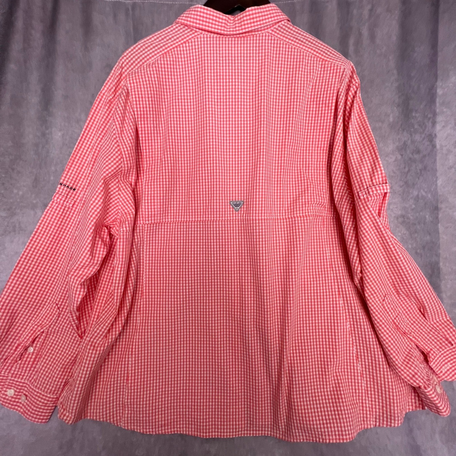 Columbia PFG Super Bonehead Fishing Shirt Mens 3X Red Gingham Plaid Vented L/S