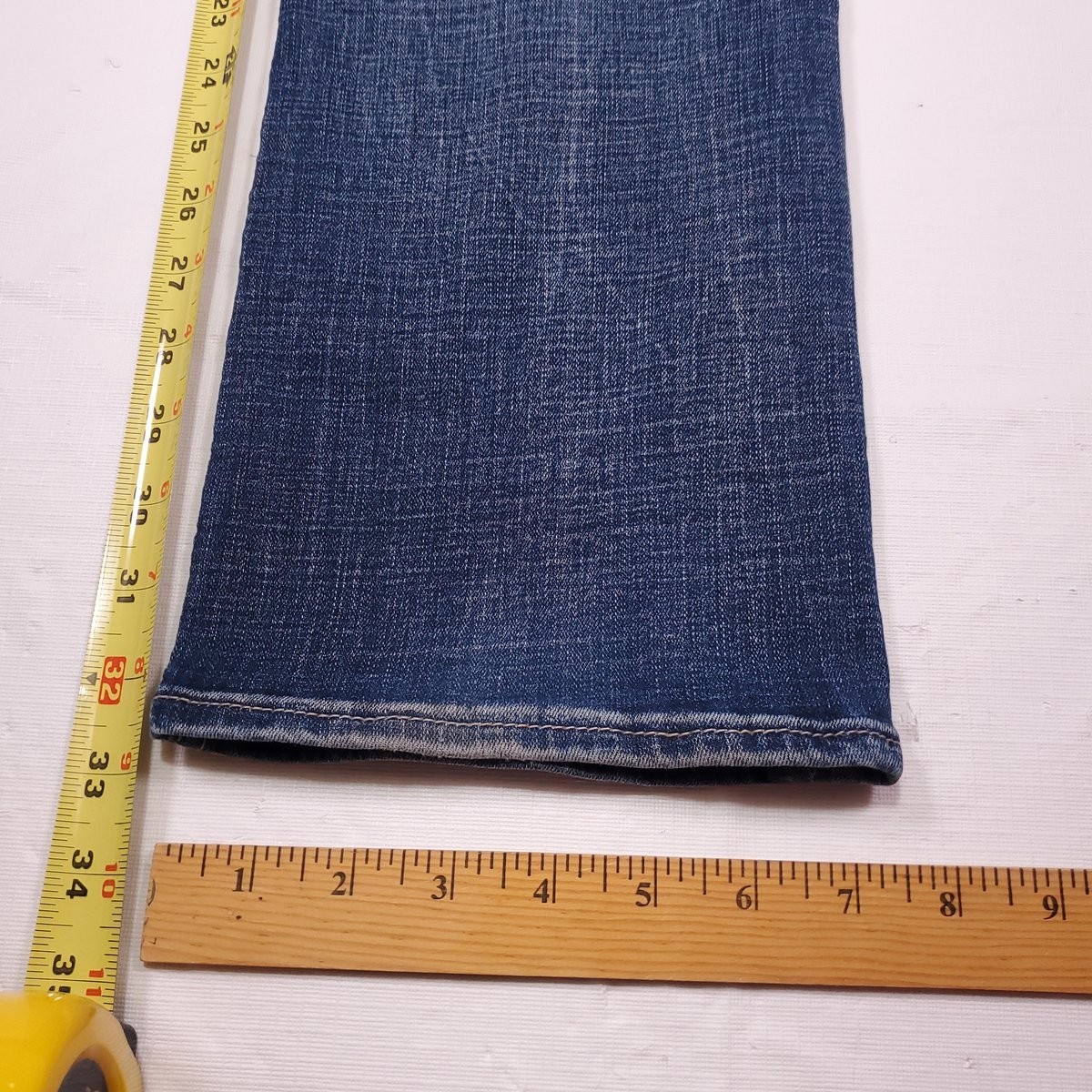 Buckle BKE Carter 32L Mens Jeans Blue 32×33 Straight Leg Stretch Designer Denim