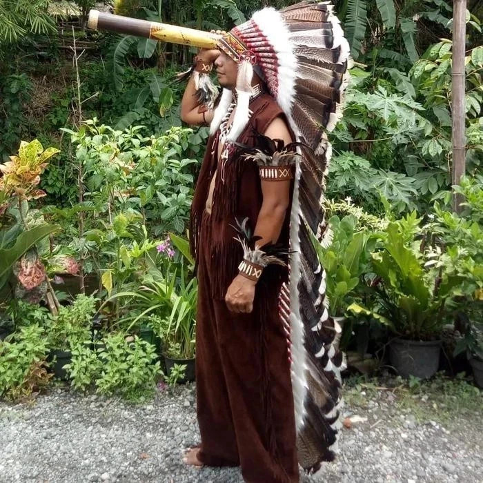 XXL Handmade Feather Warbonnet Headdress Hat – Native American Style Costume
