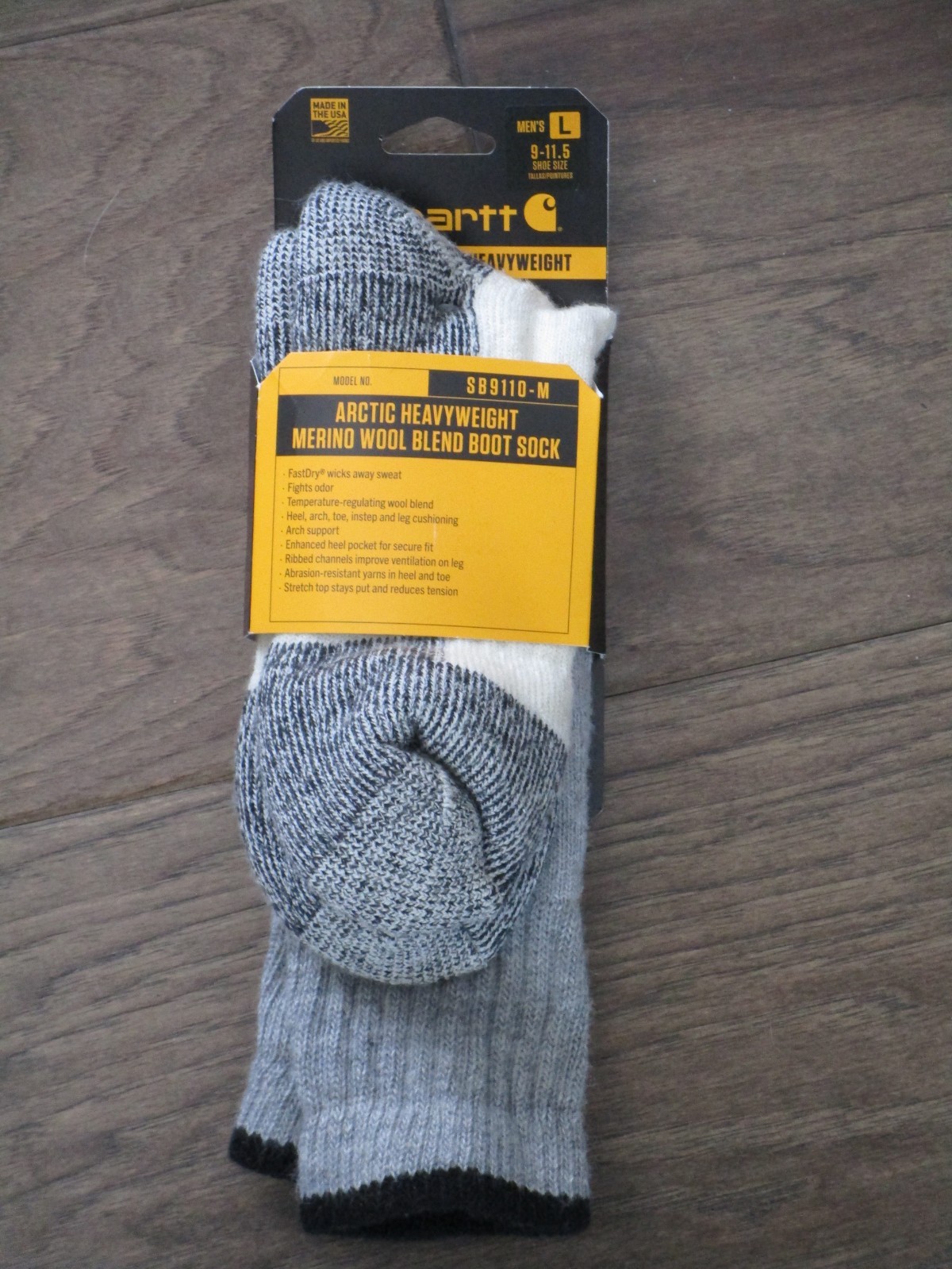 CARHARTT ARTIC HEAVYWEIGHT MERINO WOOL BLEND HEATHER BLACK BOOT SOCKS SIZE LARGE