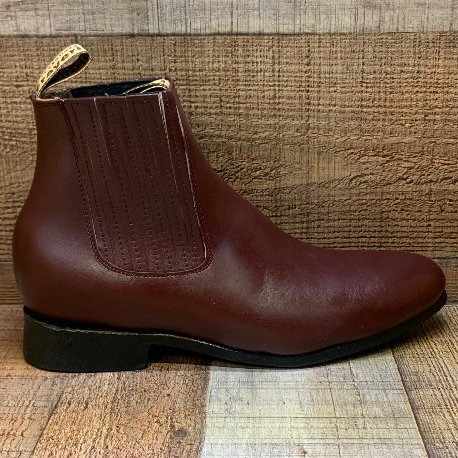 Men Charro Botin Vaquero Redondo Napa Western Cowboy Half boot Chelsea Round Toe