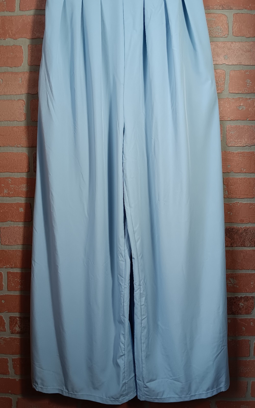NWT Halara Blue Breezeful V-Neck Zipper Pleated Wide Leg Casual Jumpsuit Size M