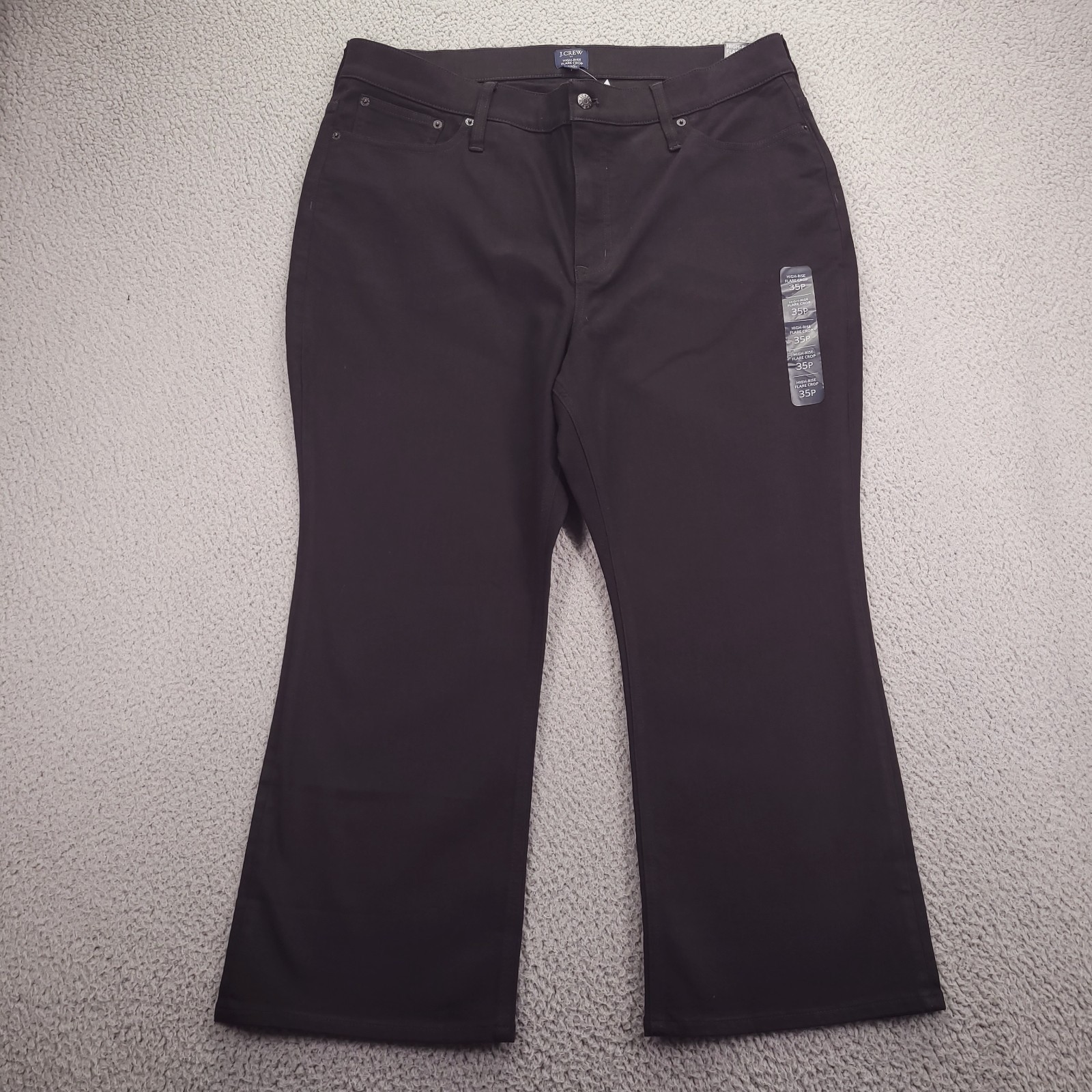 J CREW Factory Jean Womens Size 35P High Rise Flare Crop Black Stretch Denim NEW