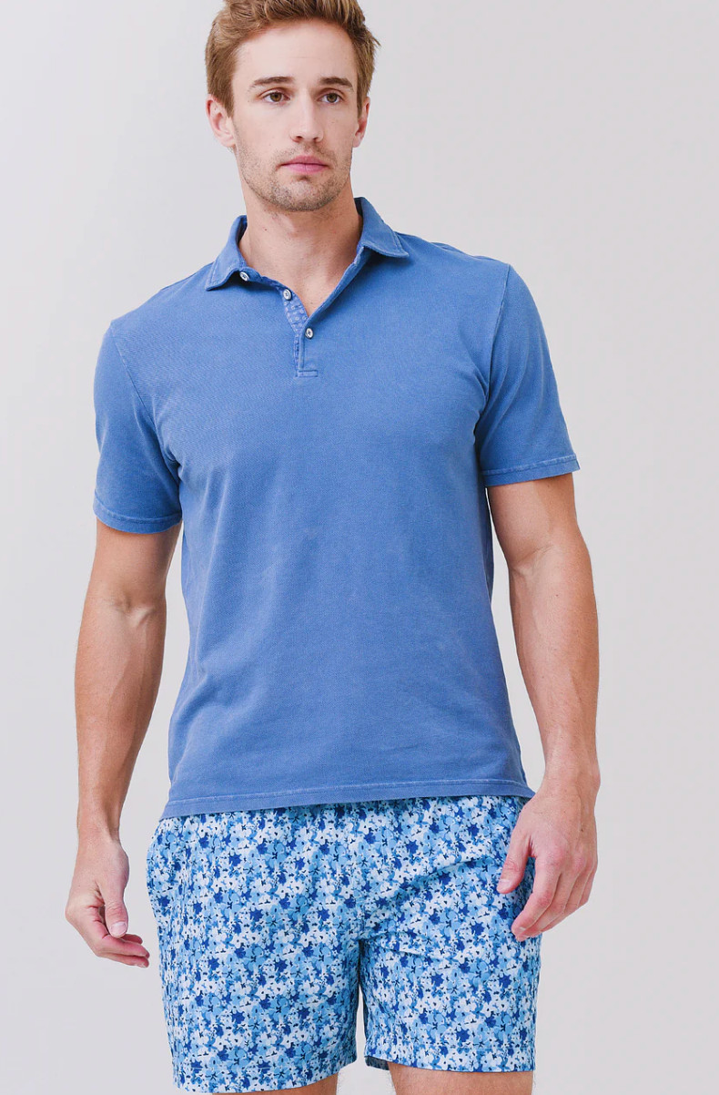 NWT $98 Johnnie-O Surfside Dyed Polo Shirt Surfside laguna Blue JMPO3320 M