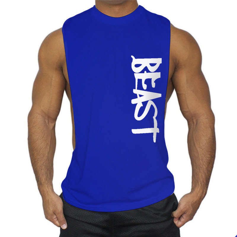 Men’s Beast Gym Stringer Summer Cotton Fitness Muscle Bodybuilding Tank Top Vest
