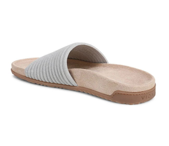 VIONIC Women’s Evie Knit Slide Sandal, Vapor Silver (NEW WT)