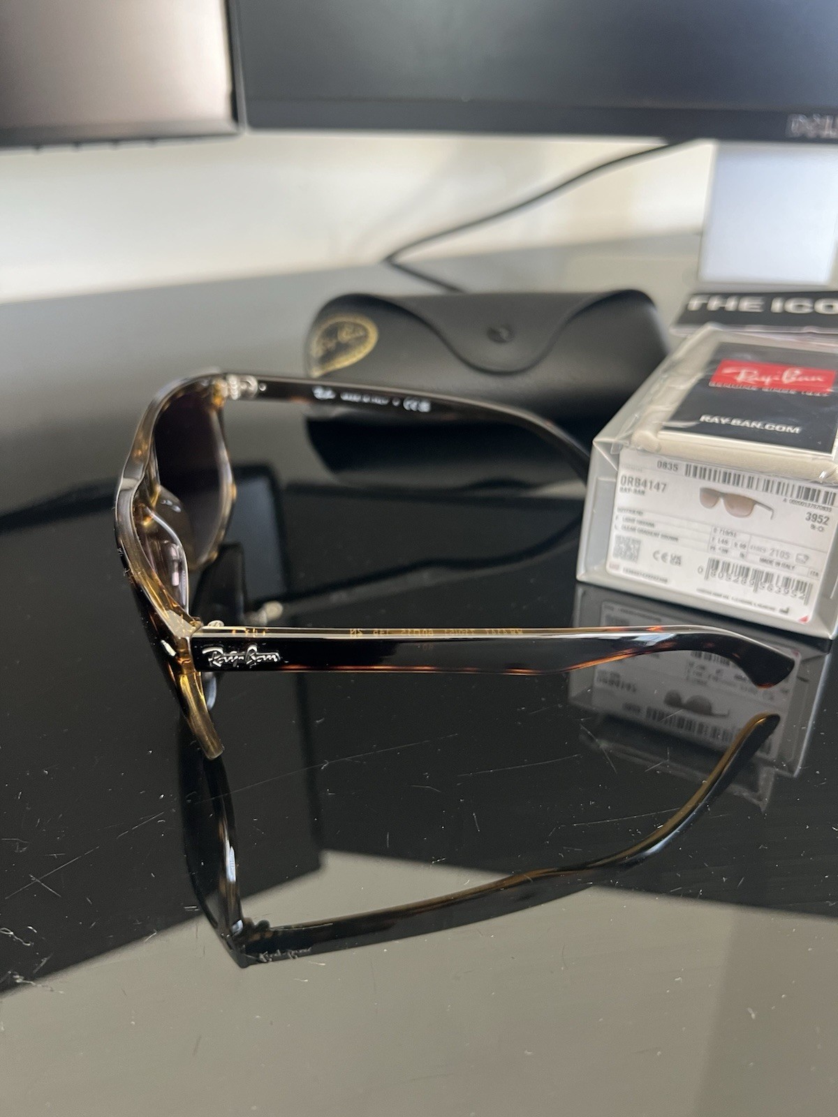 Ray-Ban Boyfriend RB4147 Light Havana, Brown Gradient Lens Size 60/15