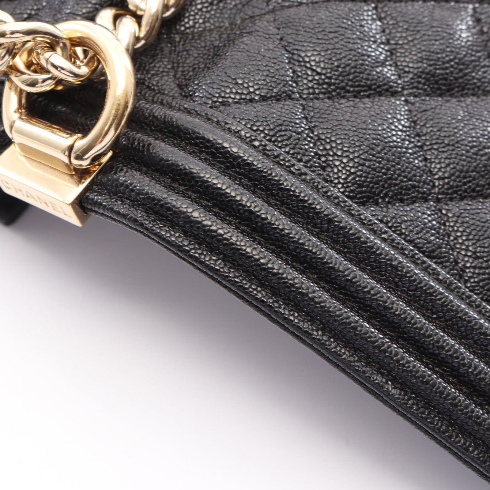 CHANEL Boy Chanel Matelasse Chain Shoulder Bag AS0130 Calfskin Black GHW Used