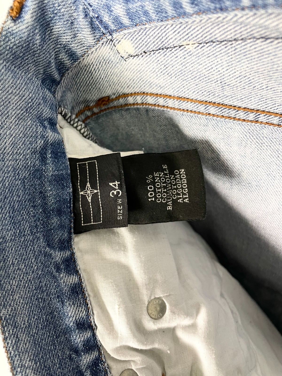 Stone Island Denim ( Size 34 ) Vintage Distressed Faded Light Blue Jeans Pants