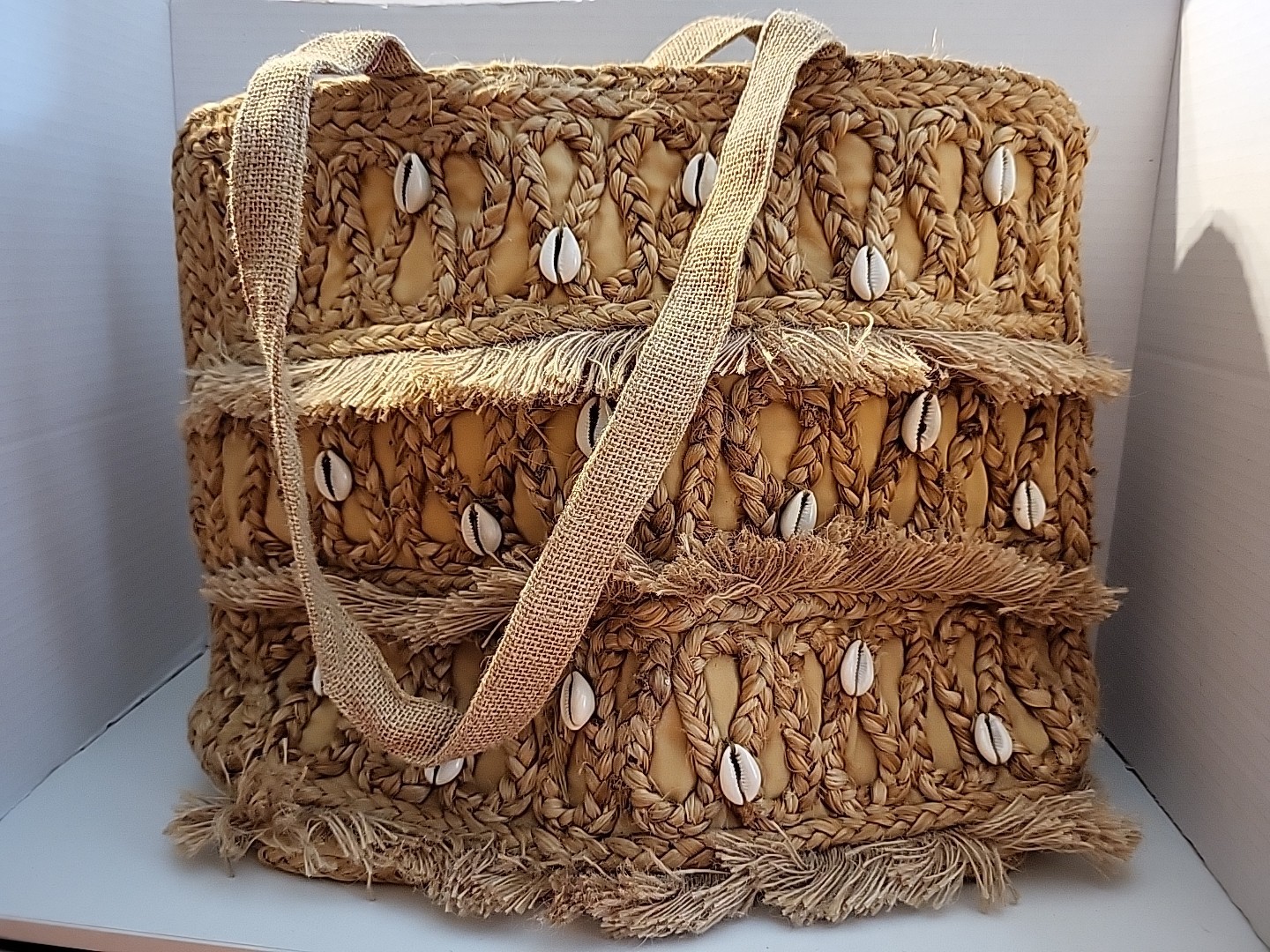 Salt + Umber Isla Jute Lined Seashell Tote/Beach Bag New Without Tags