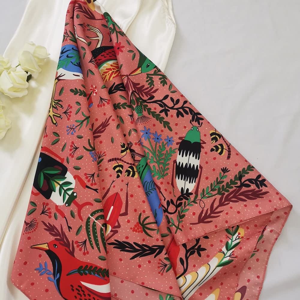 Silk Like Head Scarf for Women Satin Large Hair Scarves 35″ Square Silk Hai…