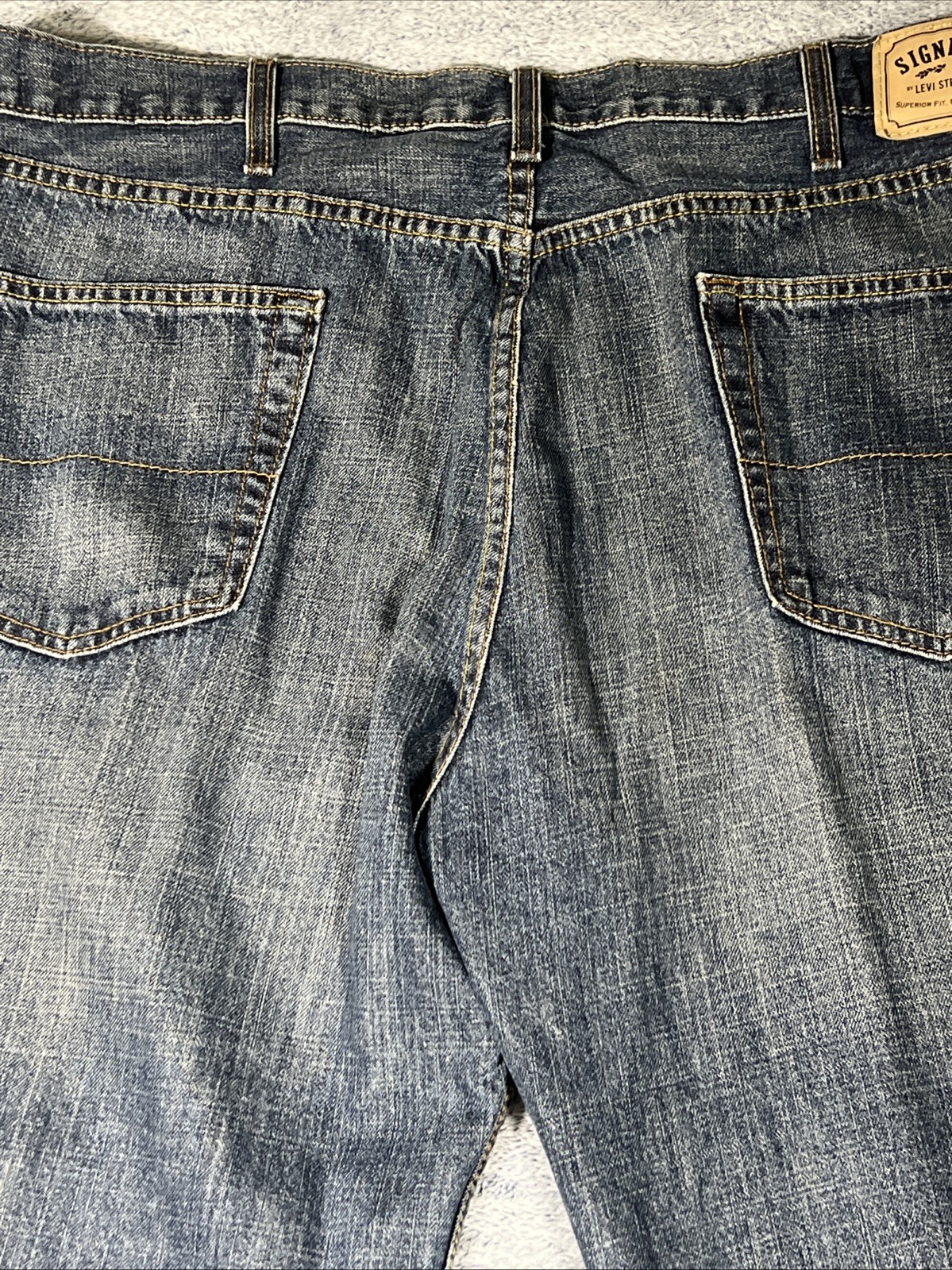 Signature Levi Strauss Jeans Mens 44×30 Relaxed Straight Leg Blue 100% Cotton