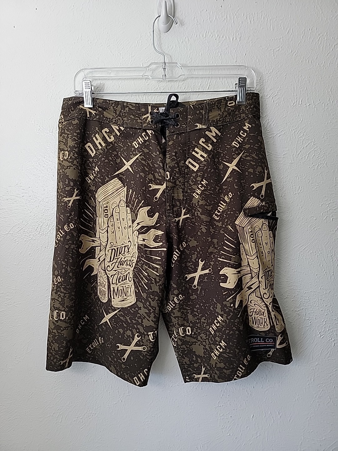 Troll Co Board Shorts Mens 32 Board Shorts Swim Tunk Unlined 10.5 Inseam