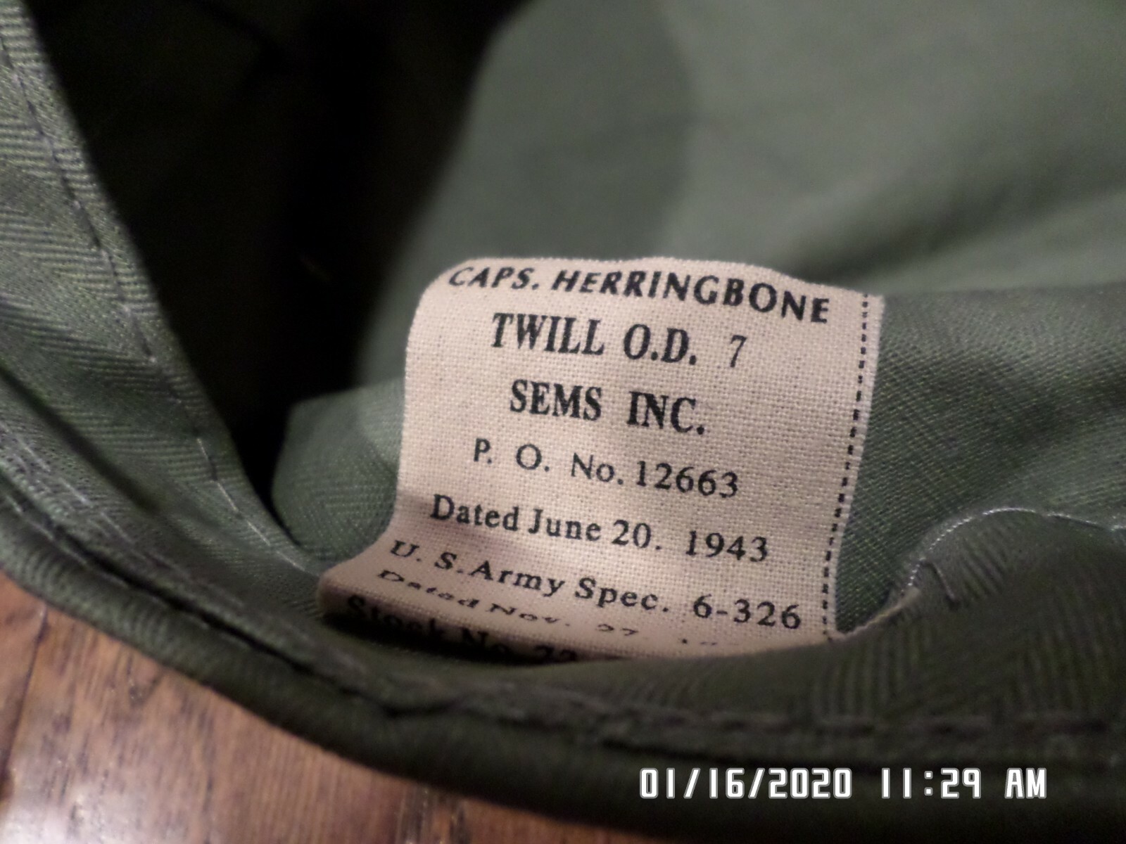 WWII U.S MILITARY HBT HAT REPRODUCTION ARMY FATIGUE CAP SIZE MEDIUM