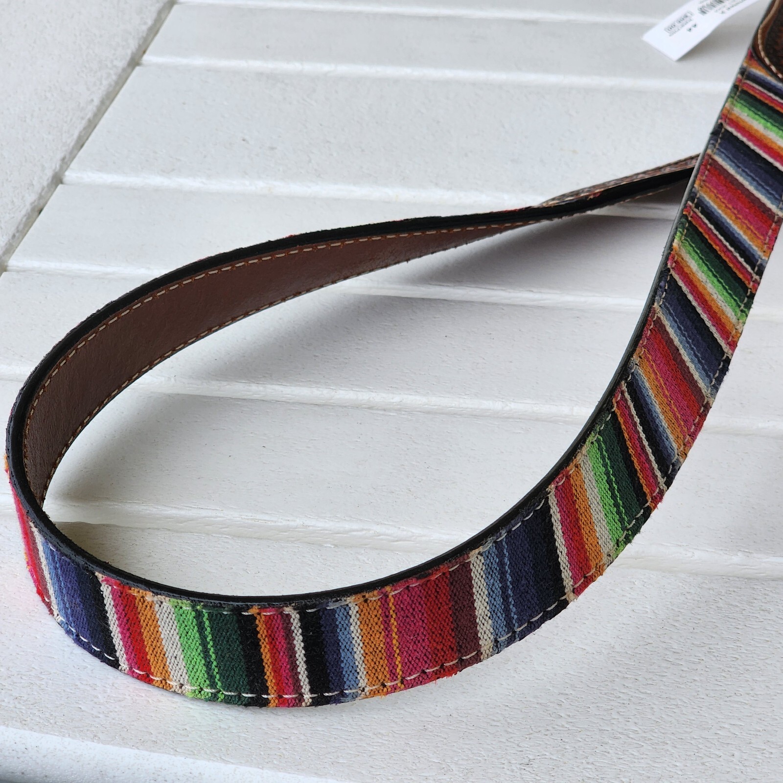Twisted X Western Serape Stripe Brown Leather Geometric Tooled Billet Size 44