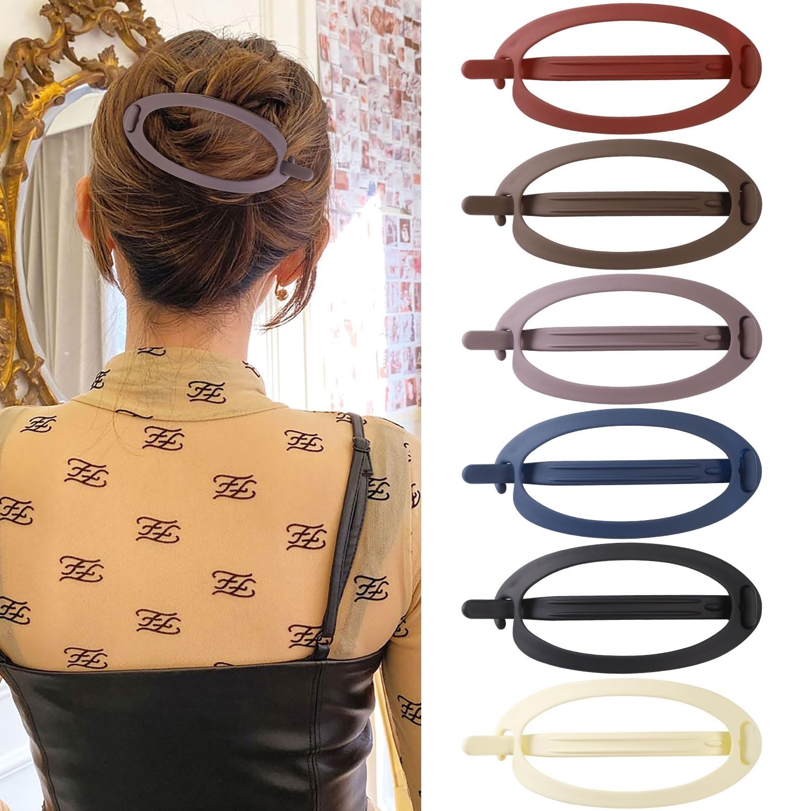 6Pcs Matte Oval Hair Claw Clips – Strong Hold, No Slip Grip for Thick & Thin Hai