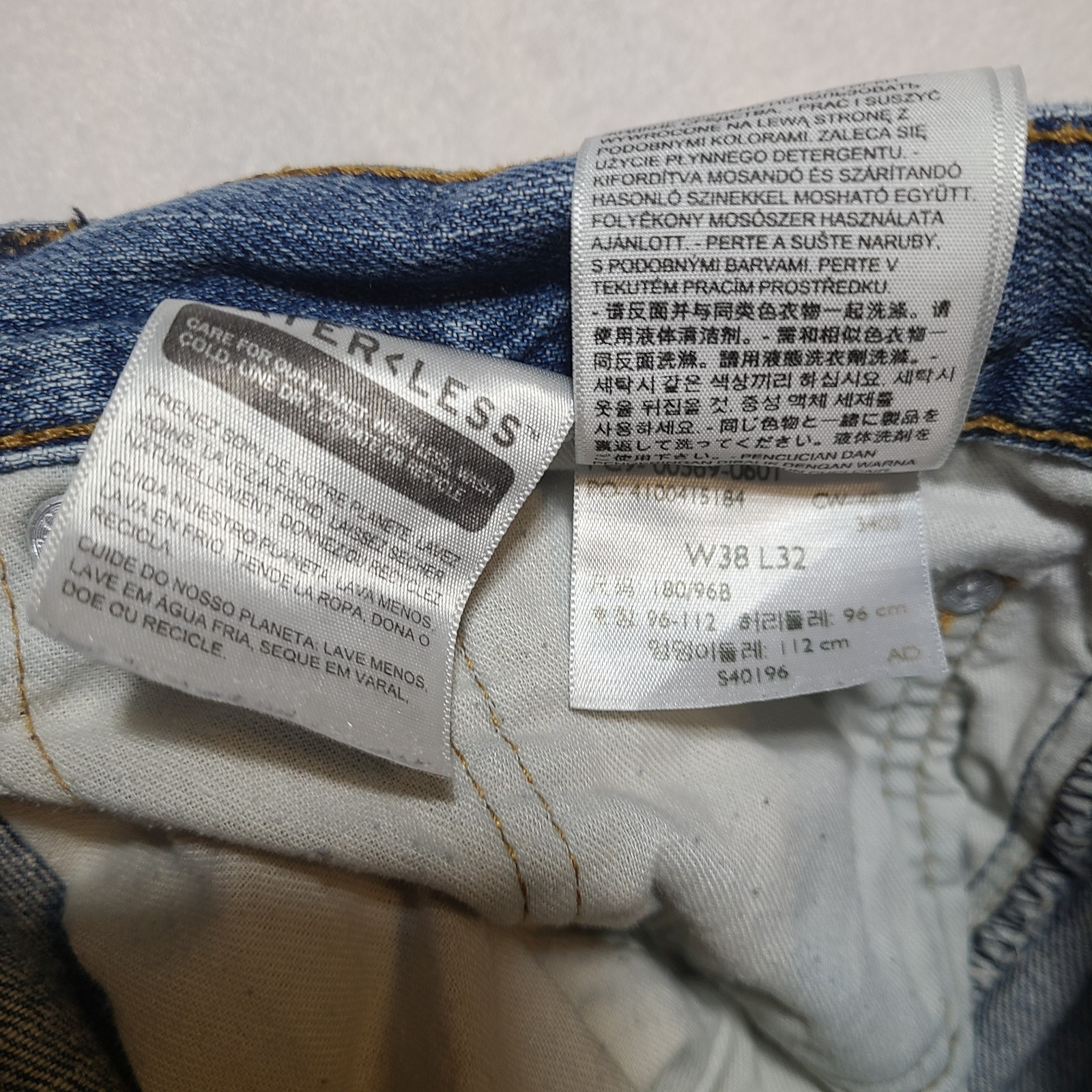 Levi’s 569 Loose Straight Jeans Mens 38×32 Light Wash Blue Denim Pants Y2K Zip