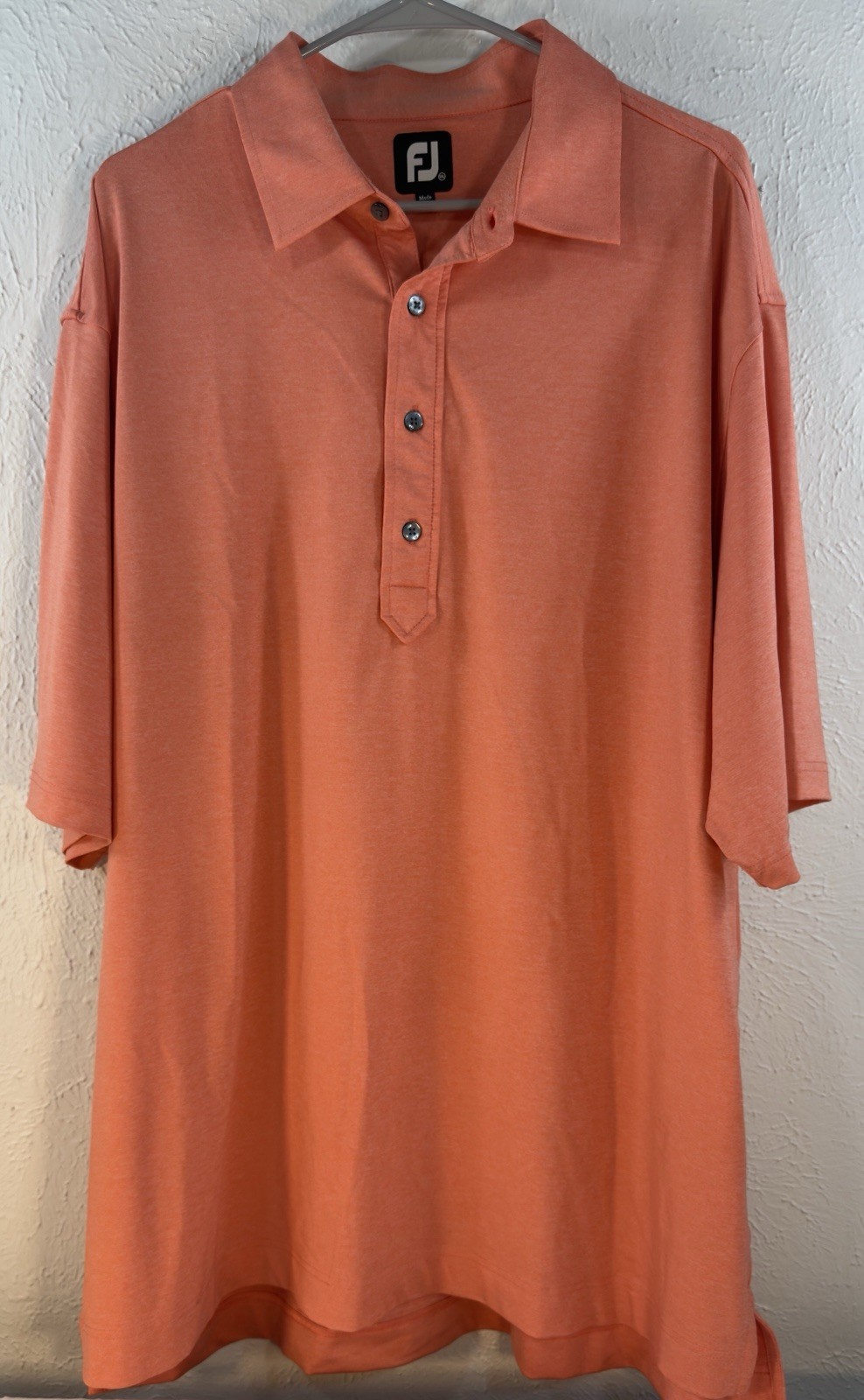 FootJoy Polo Shirt Mens 2XL Orange Polo Golf Performance Heathered Knit Fabric