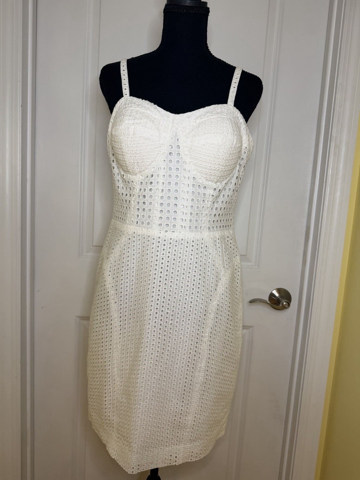 Vintage Rebecca Minkoff White Eyelet Bustier Mini Dress, Size 10