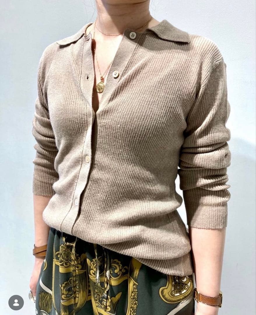 KALLMEYER Beige Linen Rayon Cardigan with Buttons – Free Size