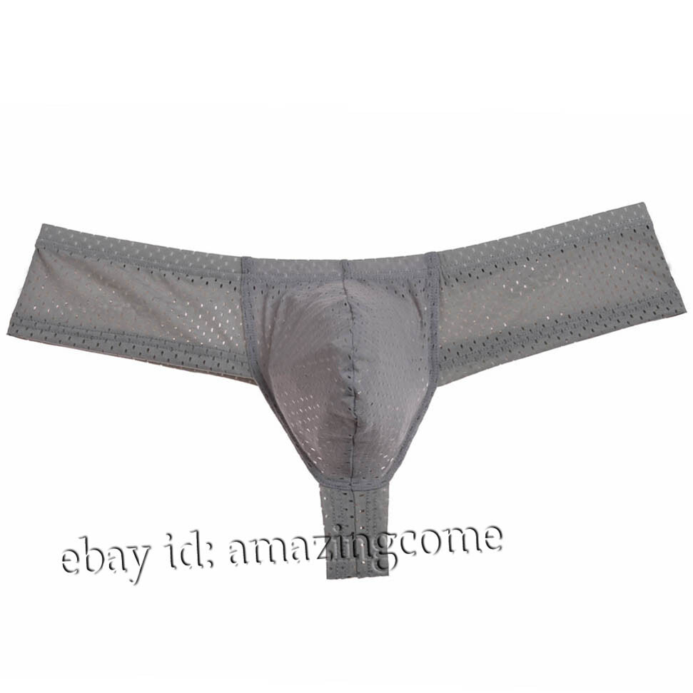 Men Mini Thong Boxer Stretchy Eyelets Pouch Cheeky Trunk Bikini Posing Underwear