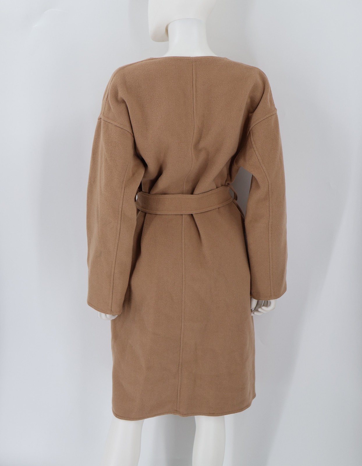 UNIQLO Women’s Camel Wool Blend Belted Wrap Coat Plaid Reversible Style Size S