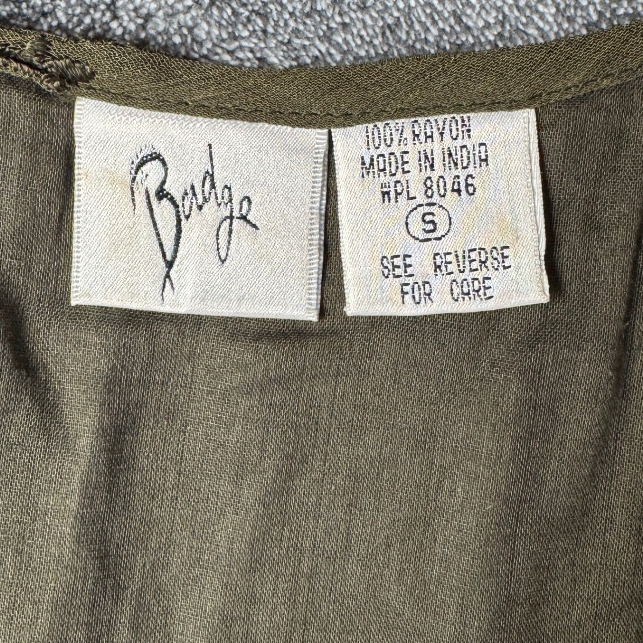 Bongo Vintage 90s Olive Green Embroidered Button Front Dress NWT Size M