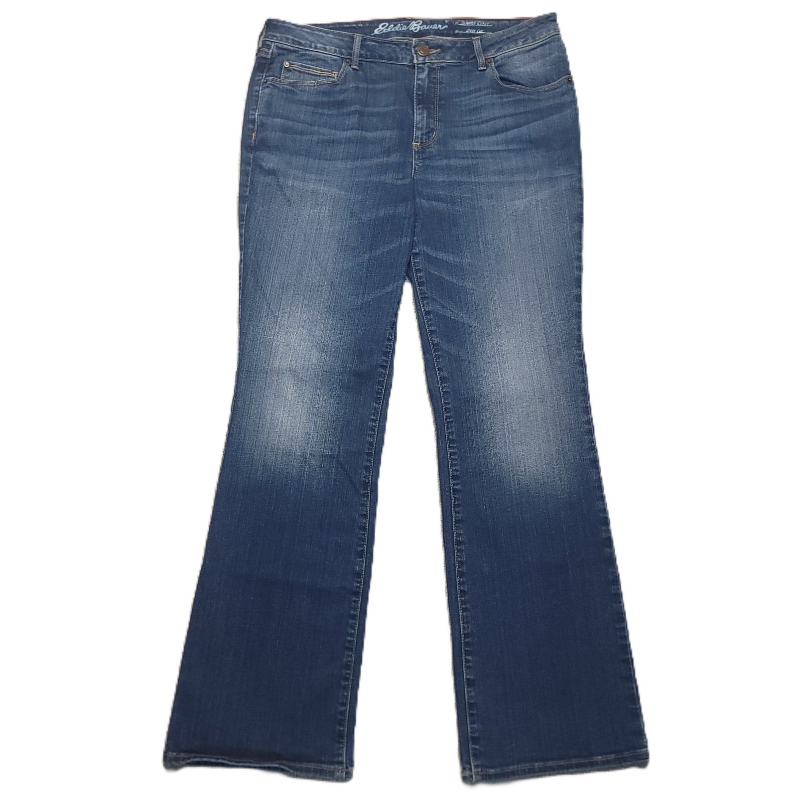 Eddie Bauer Slightly Curvy Bootcut Jeans Womens 12 Blue Stretch Denim