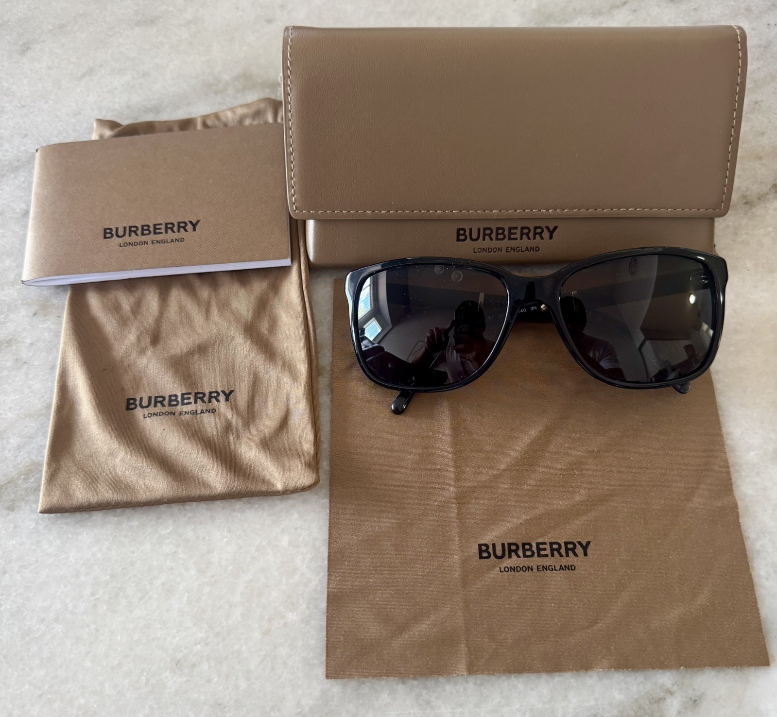 Burberry Sunglasses B 4181 3001/87 Polished Black Classic Plaid with Case
