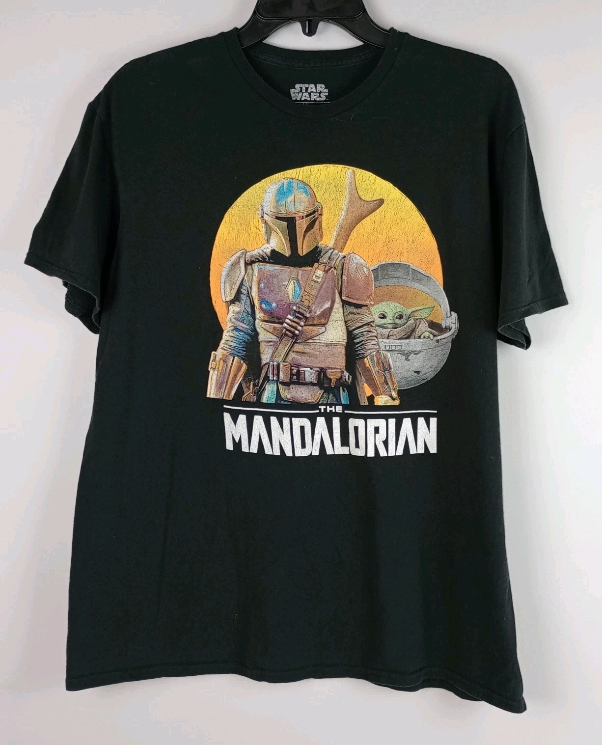 Star Wars Mens L Black The Mandalorian Mandu Grogu Baby Yoda Graphic Tshirt