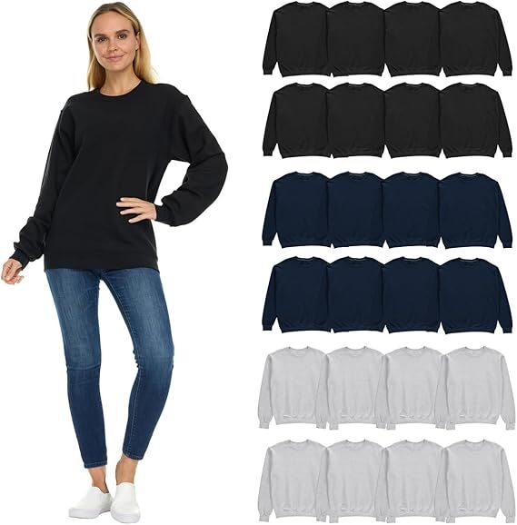 BILLIONHATS Bulk Wholesale Womens Oversized Crew Neck Sweatshirts for Charities