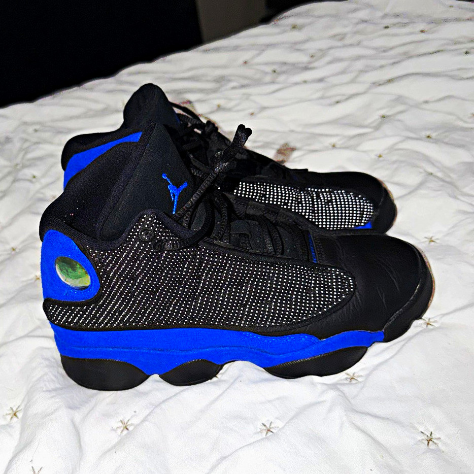 Jordan Air Jordan 13 Retro Kids US 5Y Black/Blue Leather Mid Top Sneakers