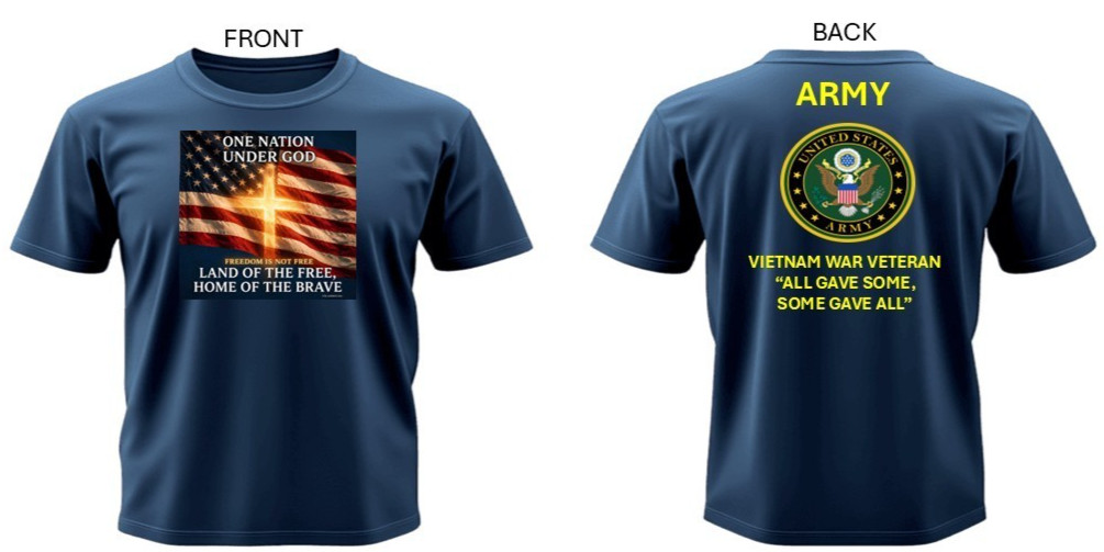 US ARMY* KOREAN WAR VETERAN*UNDER GOD*2-SIDED SHIRT. ARMY OFFICIAL LICENSE