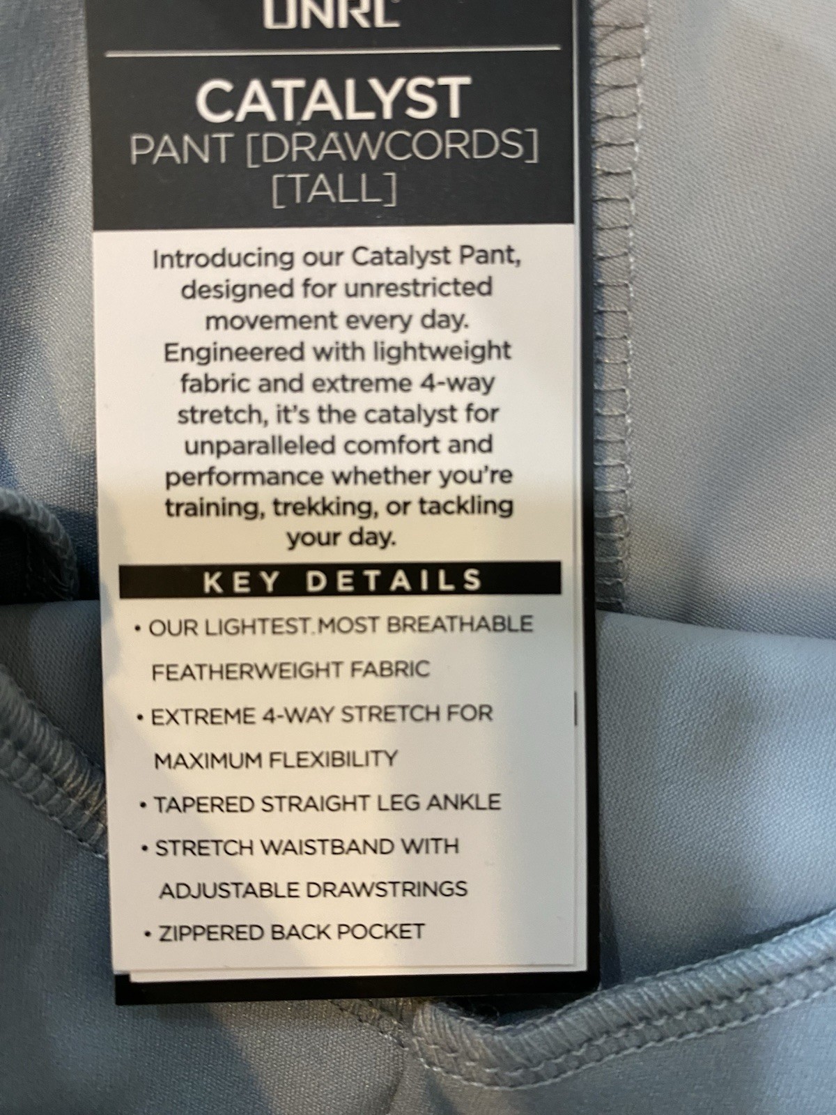 NWT UNRL Catalyst Pant- Size LT. Cadet Gray