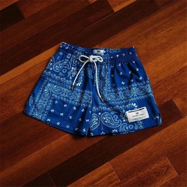 2025 Unisex Mens Infamous Bandana Shorts Paisley Pattern Mesh Sport quick-drying
