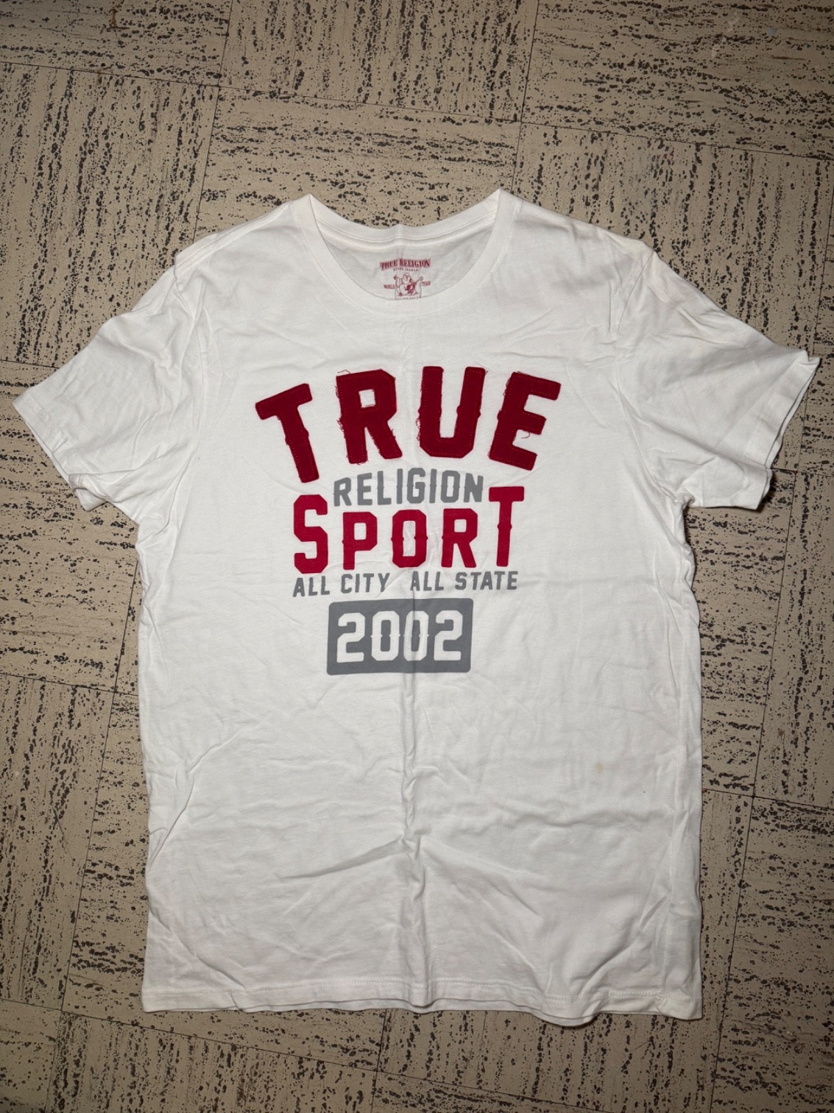 White& red true religion t shirt men