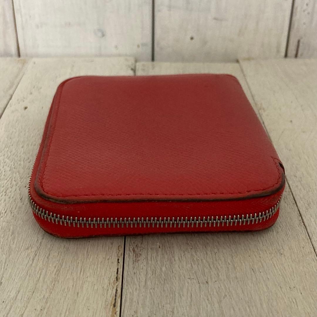 HERMES Compact Wallet Mini Wallet Red