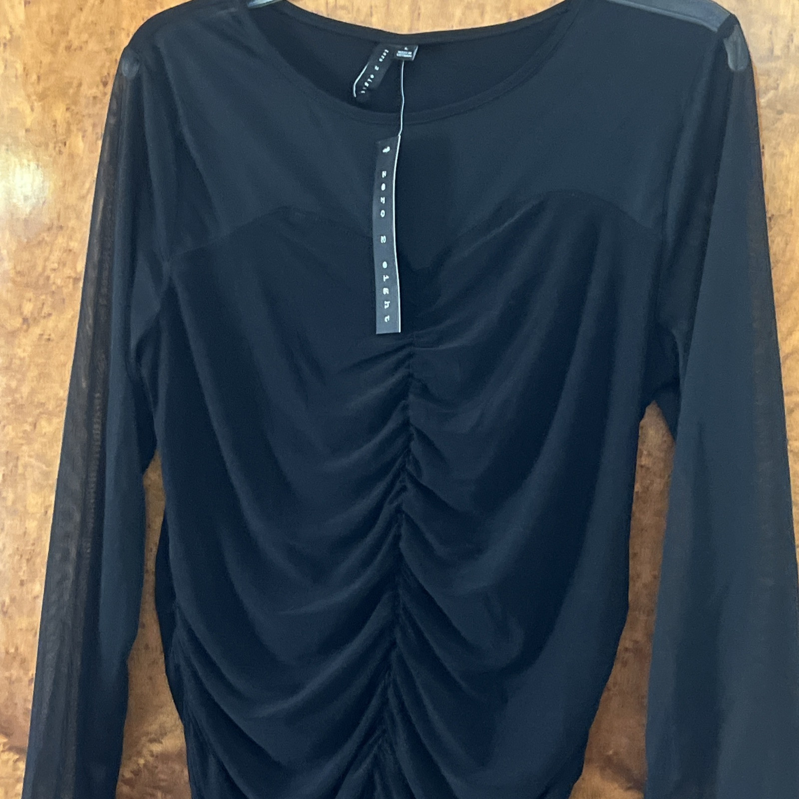 Zero 2 Eight Women’s Elegant Shear Blouse Black Size Large NEW!
