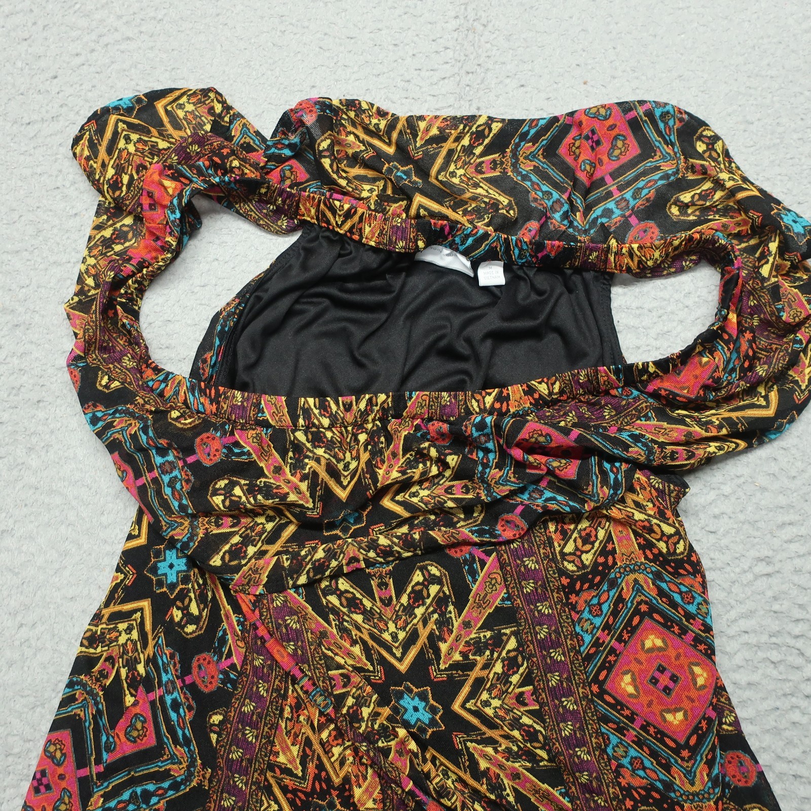 New York & Company Off The Shoulder Boho Top M Womens Multicolor Geometric